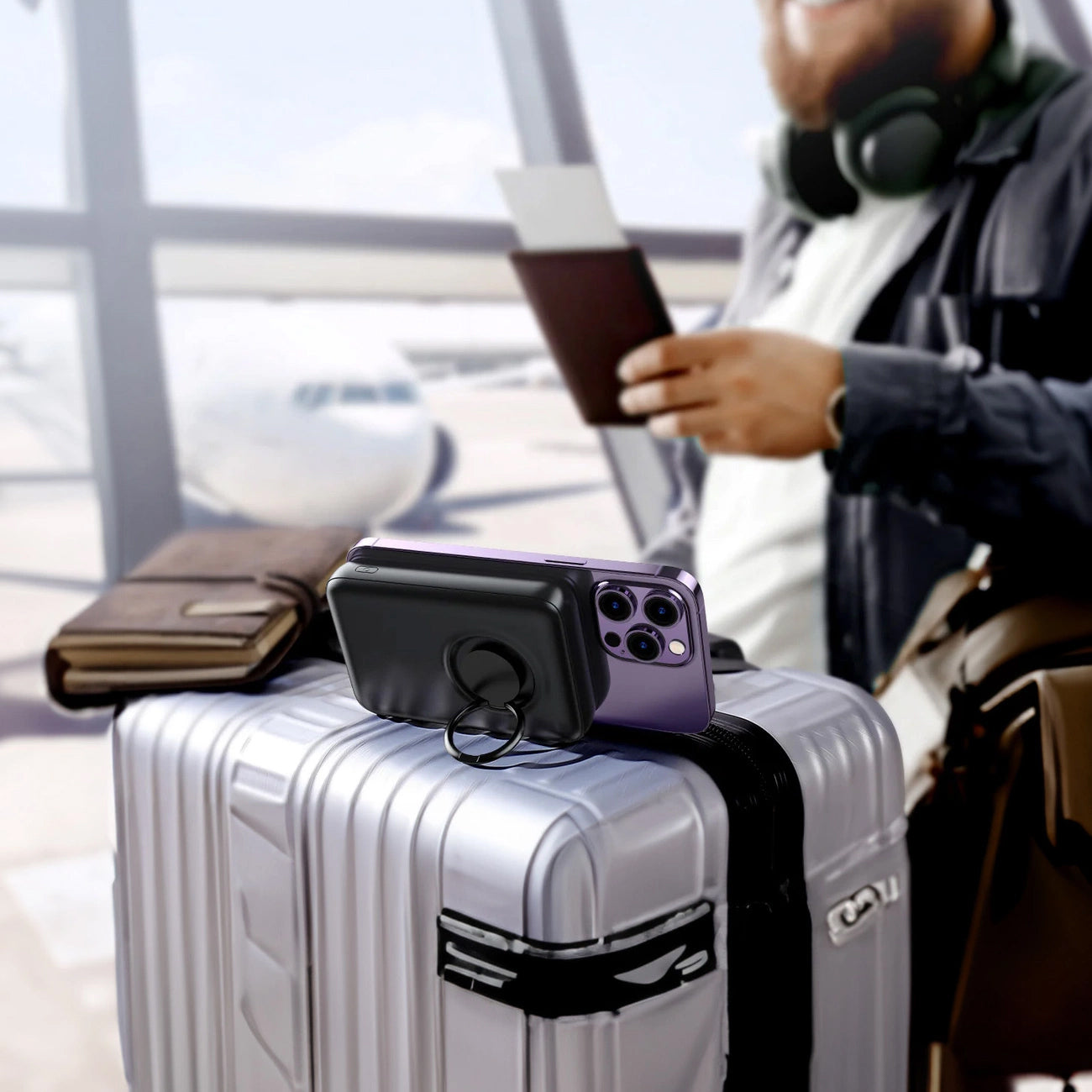 Външна батерия Wireless Joyroom JR-W050, 10000mAh, 20W, QC + PD + FQI, 1 x QI - 1 x USB-A - 1 x USB-C, Черна
