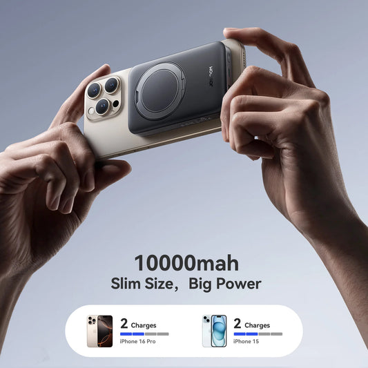 Външна батерия Wireless Joyroom JR-PBM12, 10000mAh, 22.5W, QC + PD + FQI, 1 x QI - 1 x USB-A - 1 x USB-C, Черна