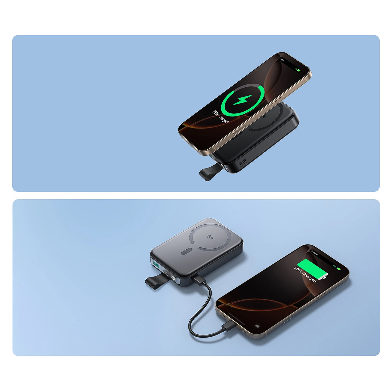 Външна батерия Wireless Joyroom JR-PBM11, 10000mAh, 22.5W, QC + PD + FQI, 1 x QI - 1 x USB-A - 1 x USB-C, Черна