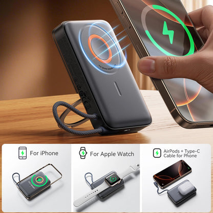 Външна батерия Wireless Joyroom JR-PBM02, 10000mAh, 22.5W, PD + FQI, 1 x QI - 2 x USB-C, Черна