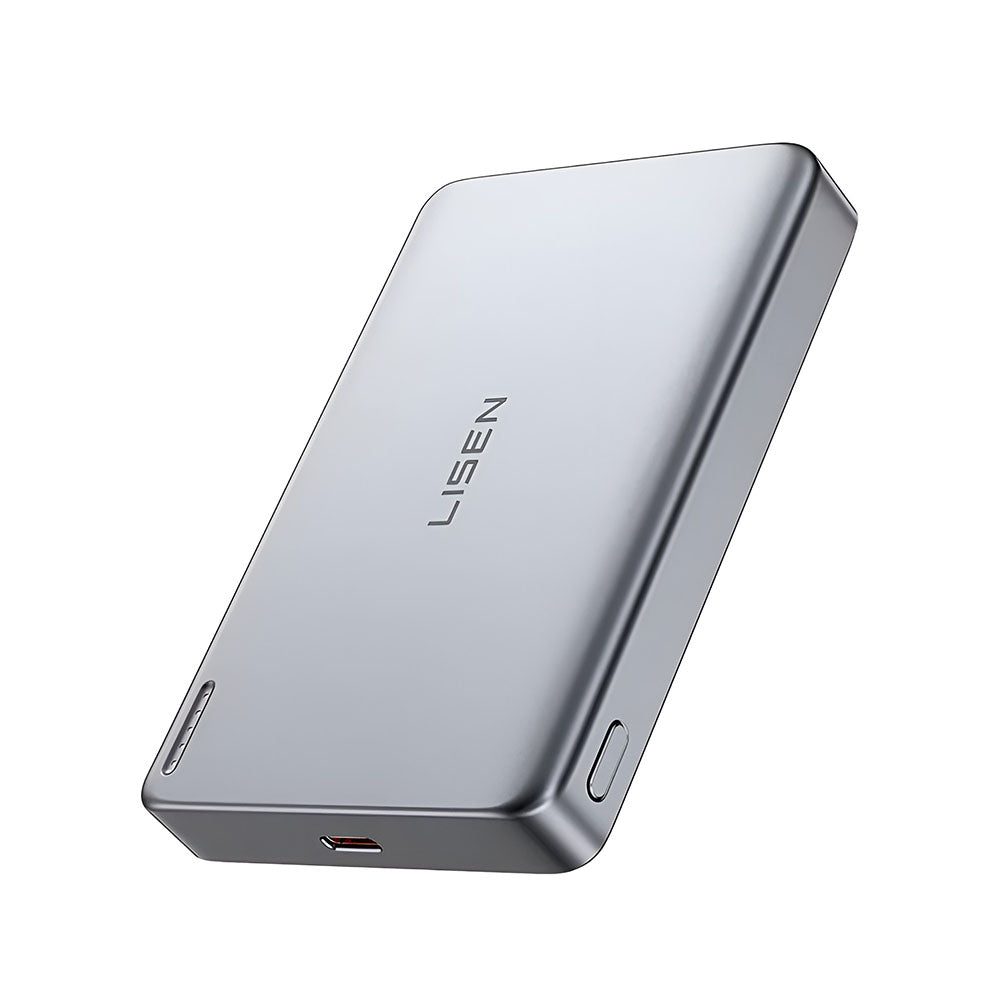 Безжична външна батерия Lisen L601 Pro, 10000mAh, 27W, PD + FQI, 1 x QI - 1 x USB-C, Сива YL0325100009