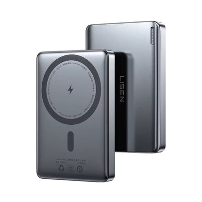 Безжична външна батерия Lisen L601 Pro, 10000mAh, 27W, PD + FQI, 1 x QI - 1 x USB-C, Сива YL0325100009