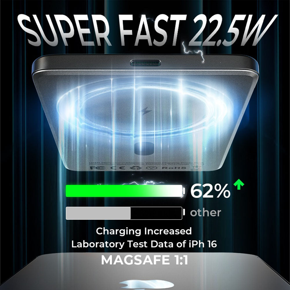 Безжична външна батерия Lisen L601 Pro, 10000mAh, 27W, PD + FQI, 1 x QI - 1 x USB-C, Сива YL0325100009