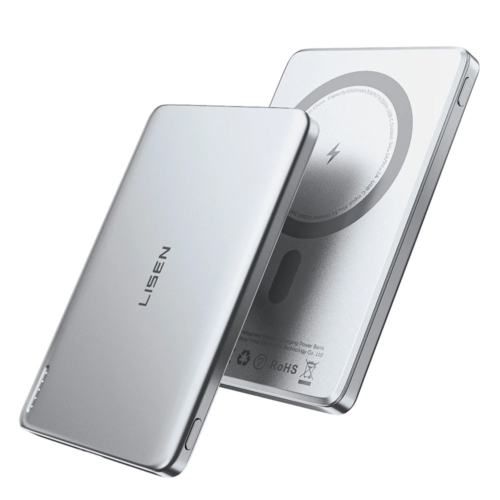 Безжична външна батерия Lisen L601 Pro, 5000mAh, 22.5W, PD + FQI, 1 x QI - 1 x USB-C, Сив YL0325090011