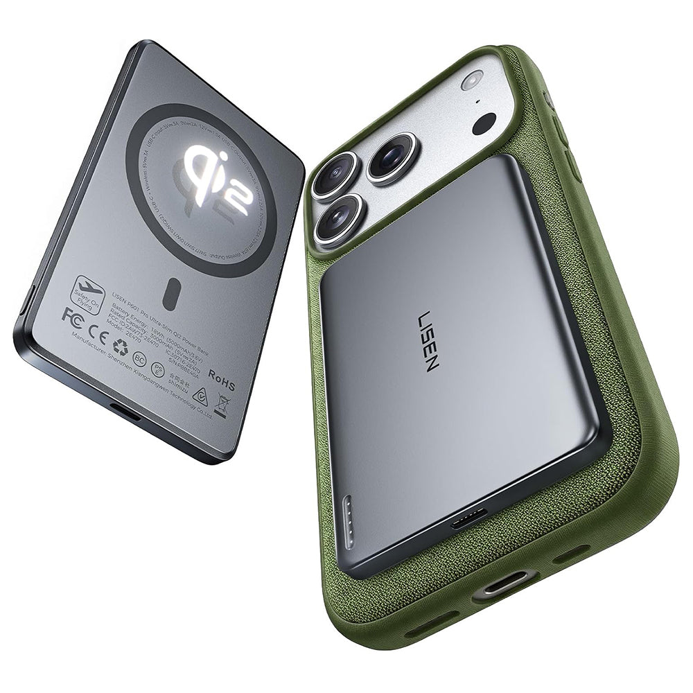 Безжична външна батерия Lisen L601 Pro, 5000mAh, 22.5W, PD + FQI, 1 x QI - 1 x USB-C, Сив YL0325090011