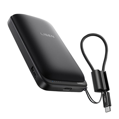 Безжична външна батерия Lisen P604, 10000mAh, 65W, QC + PD + FQI, 1 x QI - 1 x USB-A - 1 x USB-C, Черна