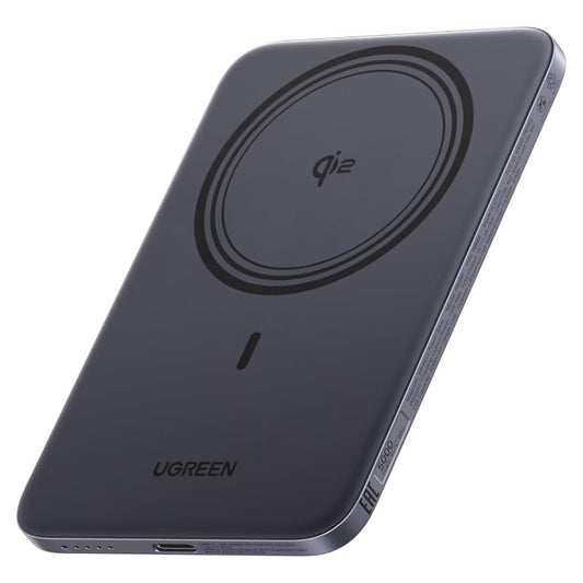 Безжична външна батерия UGREEN PB580 (75984B), 5000mAh, 15W, PD + FQI, 1 x QI - 1 x USB-C, Сива