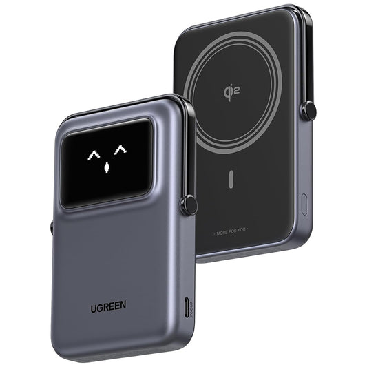Външна батерия Wireless UGREEN PB764 Uno, 10000mAh, 20W, PD + FQI, 1 x QI - 1 x USB-C, Сивa