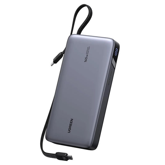 Външна батерия UGREEN PB726 (55995B), 25000mAh, 165W, QC + PD, 1 x USB-A - 3 x USB-C, Сив