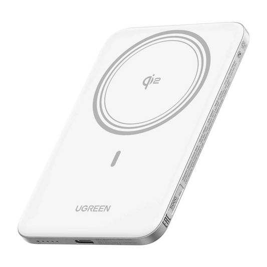 Безжична външна батерия UGREEN PB580 (95931B), 5000mAh, 20W, PD + FQI, 1 x QI - 1 x USB-C, Бяла