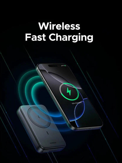 Външна батерия Wireless UGREEN PB562, 10000mAh, 20W, PD + FQI, 1 x QI - 1 x USB-C, Черна