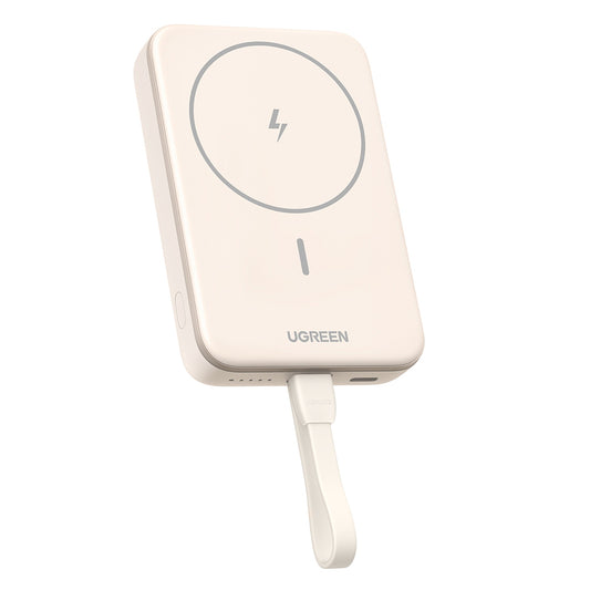 Външна батерия Wireless UGREEN PB760, 10000mAh, 20W, PD + FQI, 1 x QI - 1 x USB-C, Бежов
