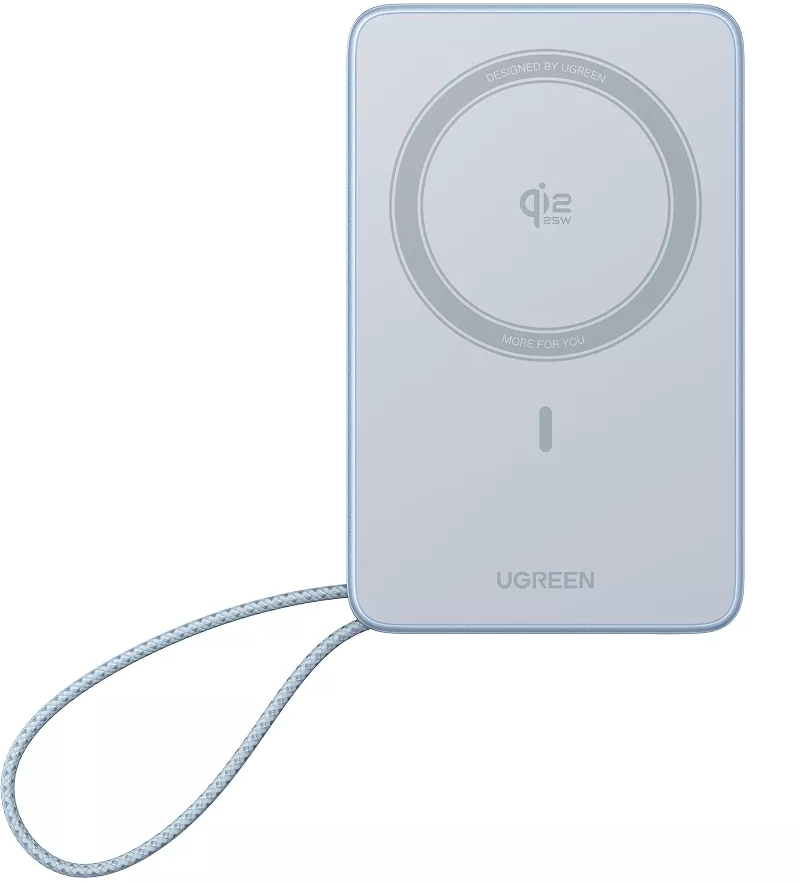 UGREEN MagFlow PB773 Wireless External Battery, 10000mAh, 25W, PD + FQI, 1 x QI - 2 x USB-C, Blue