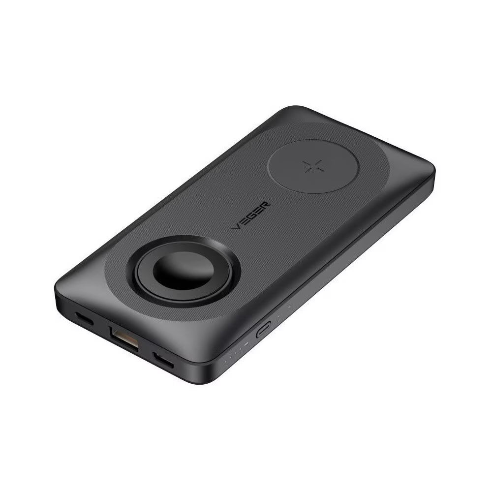 Външна батерия Wireless Veger MagMulti W1156, 10000mAh, 22.5W, QC + PD + FQI, 2 x QI - 1 x USB-A - 1 x USB-C, Черна