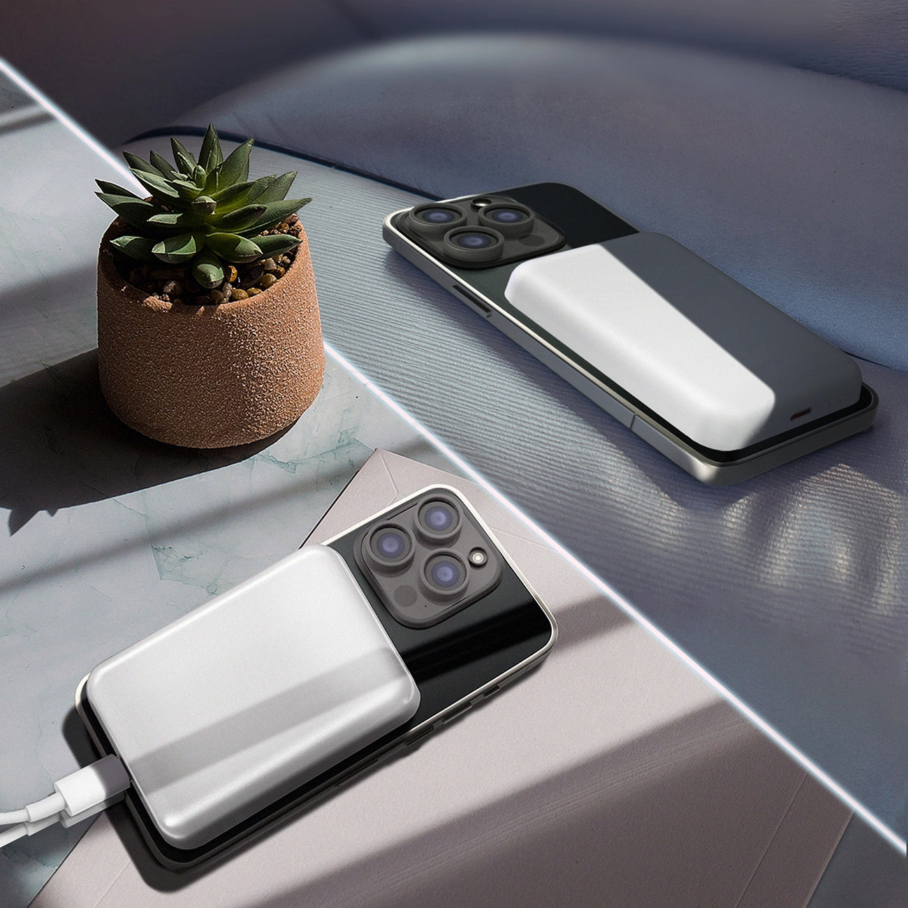 Външна батерия Wireless WZK WRW349YWS, 10000mAh, 20W, PD + FQI, 1 x QI - 1 x USB-C, Бяла