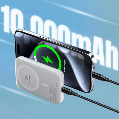 Външна батерия Wireless WZK WRW349YWS, 10000mAh, 20W, PD + FQI, 1 x QI - 1 x USB-C, Бяла