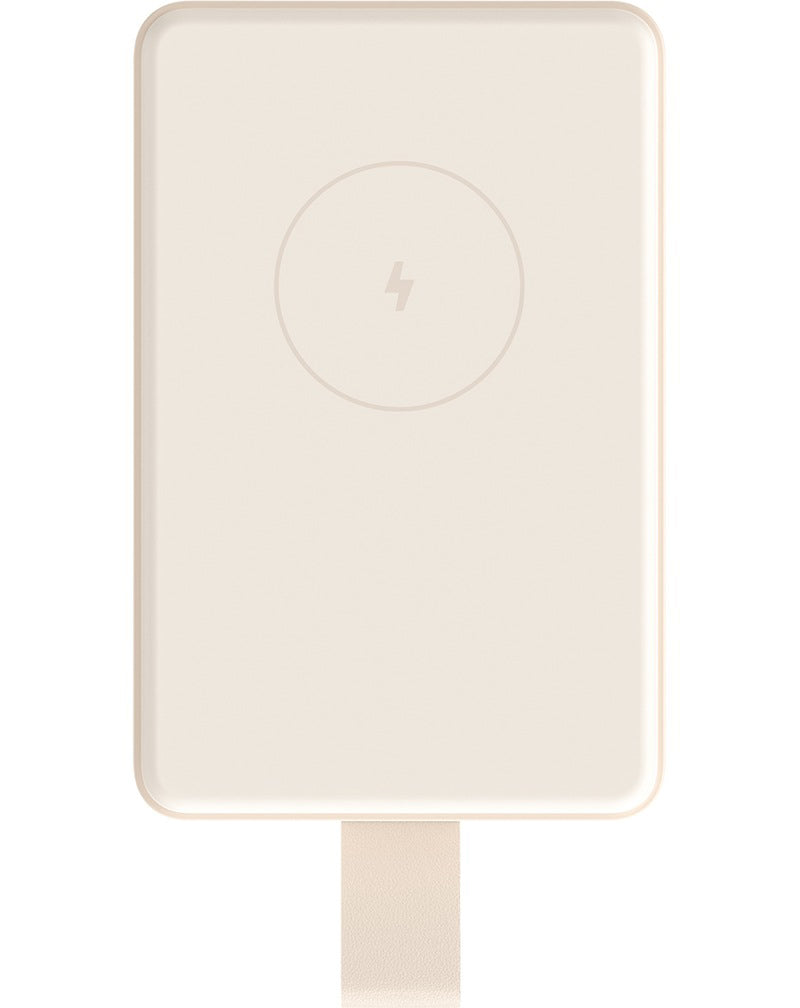 Безжична външна батерия Xiaomi Mi Magnetic, 6000mAh, 15W, PD + FQI, 1 x QI - 1 x USB-C, Бежов BHR9074GL