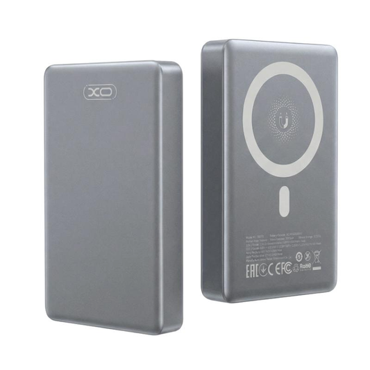 Безжична външна батерия XO Design PR294, 10000mAh, 20W, PD + FQI, 1 x QI - 1 x USB-C, Сива