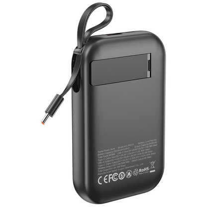 Външна батерия Wireless XO Design PR270, 10000mAh, 22.5W, QC + PD + QI, 1 x QI - 1 x USB-A - 1 x USB-C, Черна