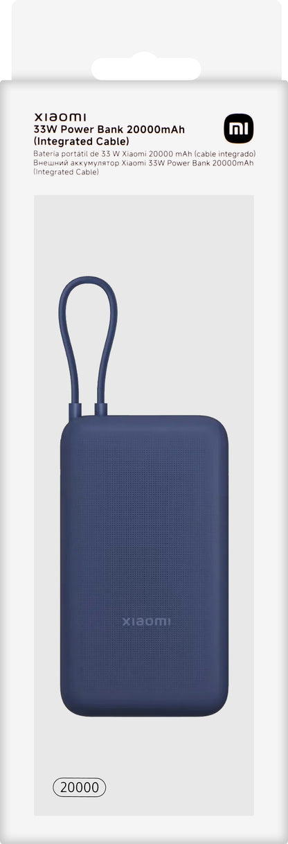 Външна батерия Xiaomi, 20000mAh, 33W, QC + PD, 1 x USB-A - 2 x USB-C, Синя BHR8975GL