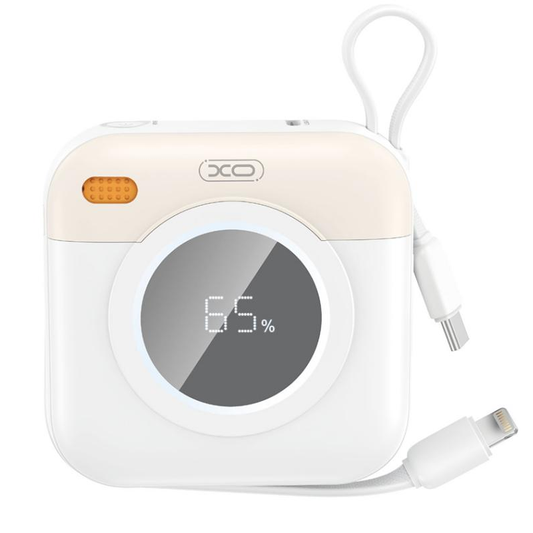 Външна батерия XO Design PR258, 10000mAh, 20W, QC + PD, 1 x Lightning - 1 x USB-C, Бежовa