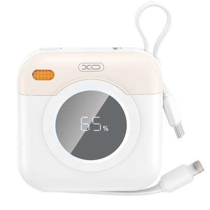 Външна батерия XO Design PR258, 10000mAh, 20W, QC + PD, 1 x Lightning - 1 x USB-C, Бежовa