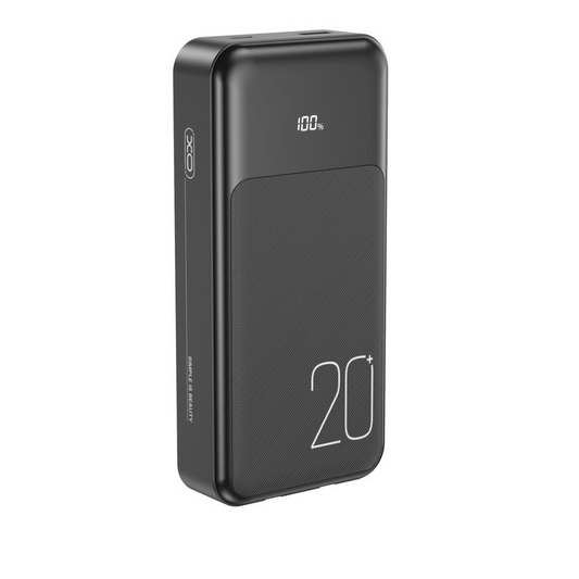 Външна батерия XO Design PR249, 20000mAh, 22.5W, QC + PD, 1 x Lightning - 1 x USB-A - 2 x USB-C, Черна