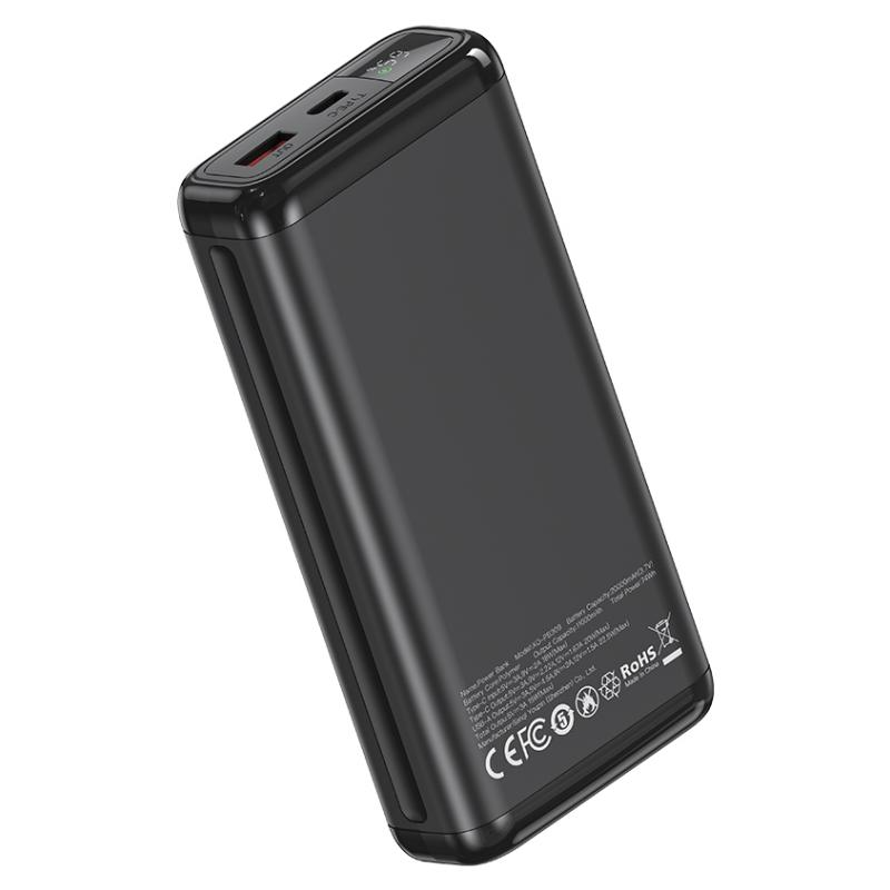 Външна батерия XO Design PB309, 20000mAh, 22.5W, QC + PD, 1 x USB-A - 1 x USB-C, Черна