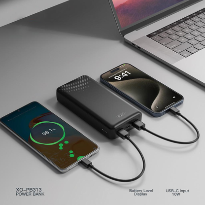 Външна батерия XO Design PB313, 20000mAh, 10W, 2 x USB-A, Черна