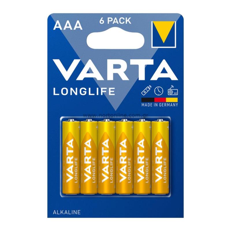 Батерии Varta Longlife 4103, AAA / LR3, комплект 6 броя