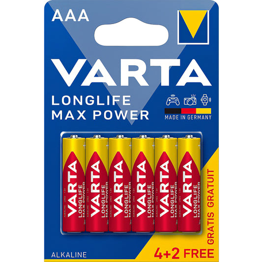 Батерии Varta Longlife Max Power Max Power 4703, AAA / LR3, комплект от 6 броя