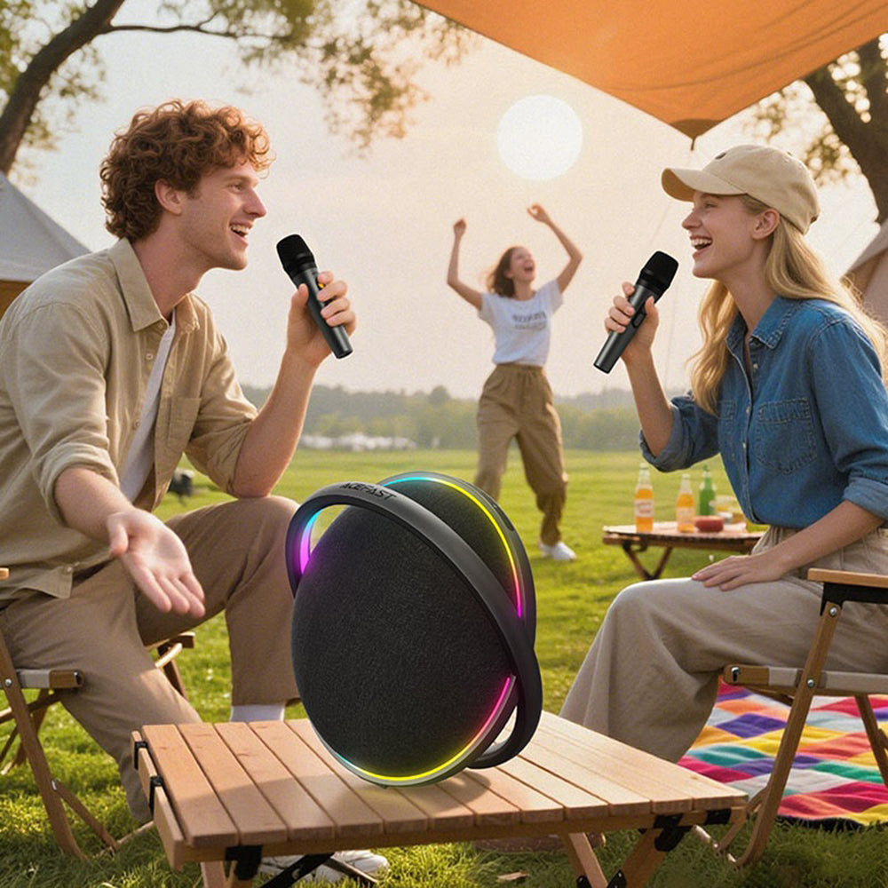 Bluetooth колонка Acefast Karaoke K5 Max, 350W, TWS, RGB, Водоустойчива, Черна