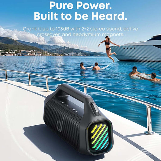 Портативна Bluetooth колонка Anker SoundCore Boom 2 Pro, 140W, TWS, RGB, Водоустойчива, Черна A3134A11