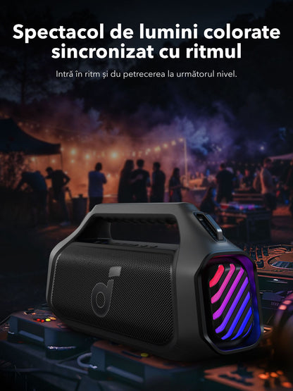 Преносима Bluetooth колонка Anker SoundCore Boom 2 Plus Нова версия, 140W, TWS, RGB, Водоустойчива, Черна A3134012