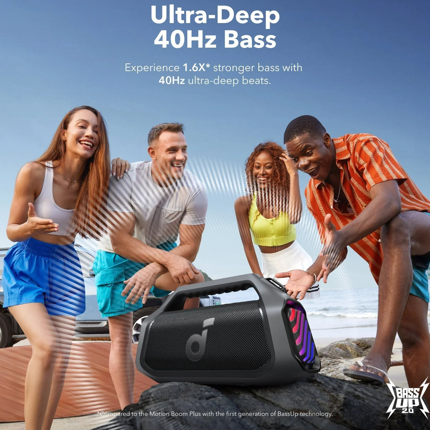 Преносима Bluetooth колонка Anker Soundcore Boom 2 Plus, 140W, TWS, RGB, Водоустойчива, Черна A3134011