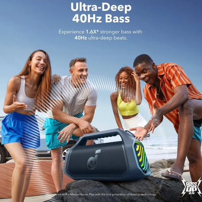 Преносима Bluetooth колонка Anker SoundCore Boom 2 Plus, 140W, TWS, RGB, Водоустойчива, Синя A3134031