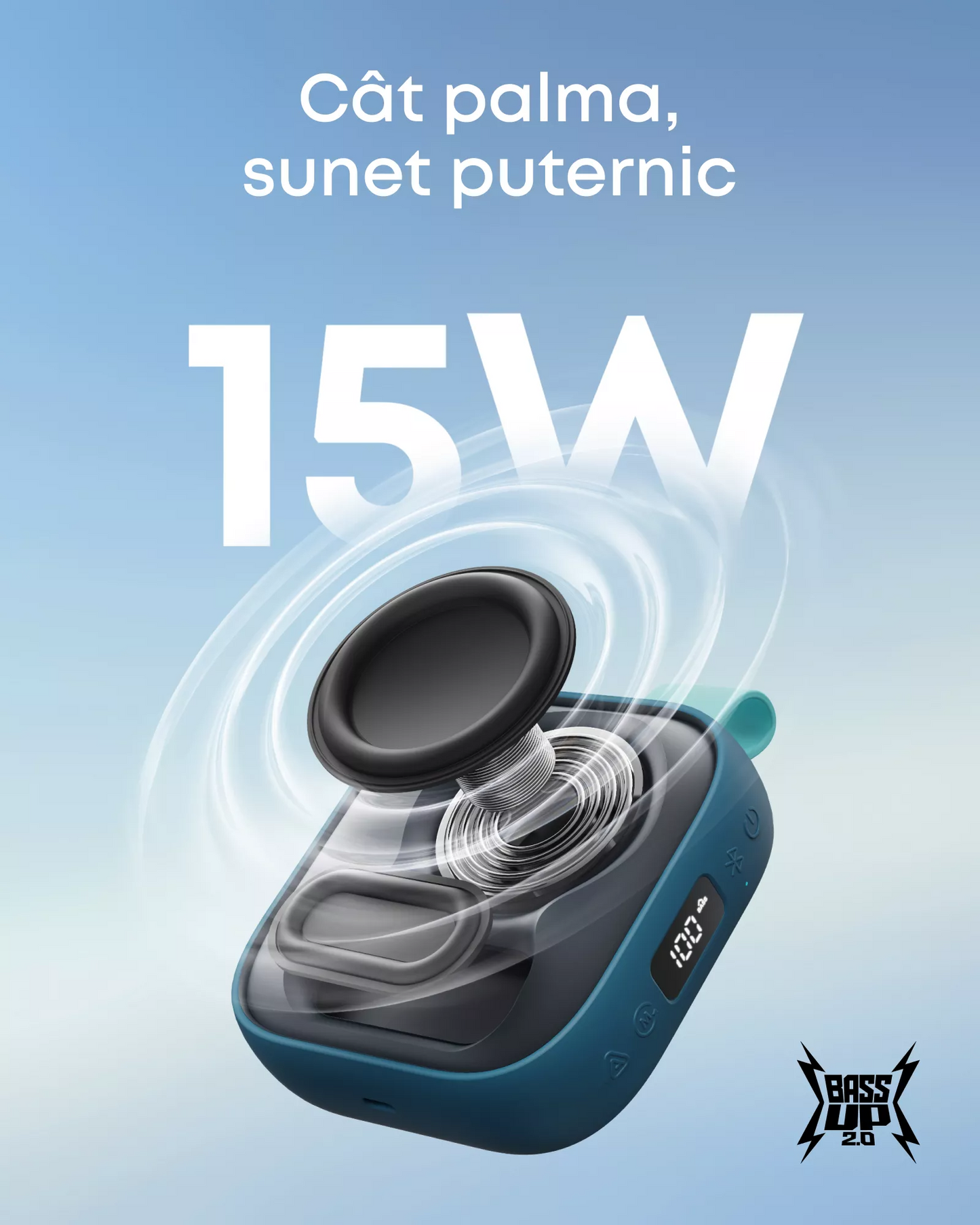 Преносима Bluetooth колонка Anker SoundCore Boom Go 3i, 15W, TWS, RGB, Водоустойчива, Синя, Преработена D5103030