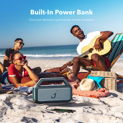 Преносима Bluetooth колонка Anker SoundCore Boom 2 Нова версия, 80W, TWS, RGB, Водоустойчива, Синя A3138032