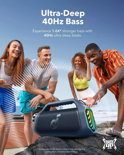 Преносима Bluetooth колонка Anker SoundCore Boom 2 Plus Нова версия, 140W, TWS, RGB, Водоустойчива, Синя A3134032