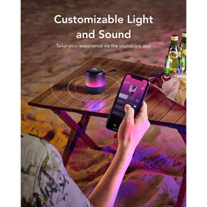 Преносим Bluetooth високоговорител Anker SoundCore Glow Mini, 8W, RGB, водоустойчив, черен A3136G11 