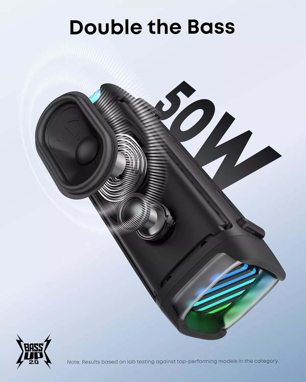 Преносима Bluetooth колонка Anker SoundCore Boom 3i, 50W, RGB, Водоустойчива, Черна D5100010