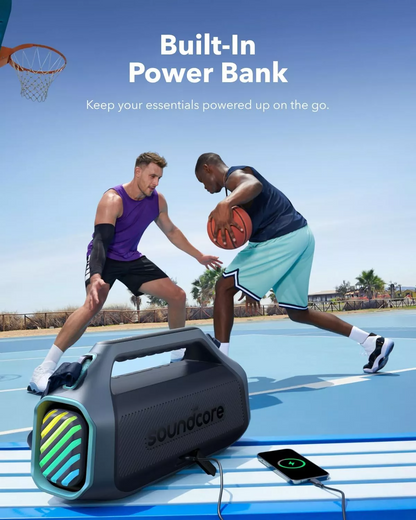 Преносима Bluetooth колонка Anker SoundCore Boom 2 Plus Нова версия, 140W, TWS, RGB, Водоустойчива, Синя A3134032