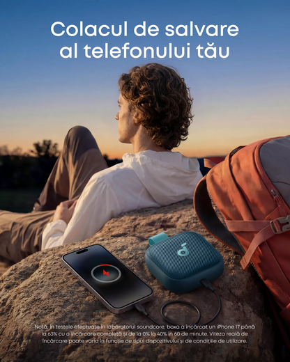 Преносима Bluetooth колонка Anker SoundCore Boom Go 3i, 15W, TWS, RGB, Водоустойчива, Синя, Преработена D5103030