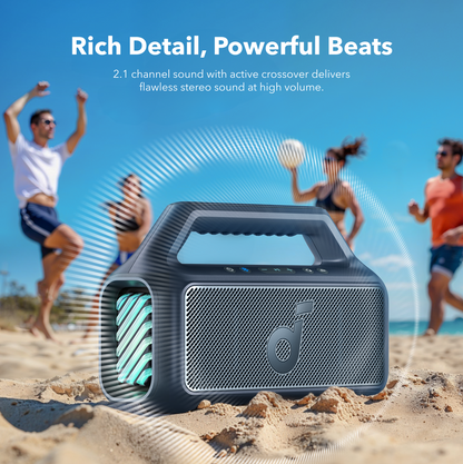 Преносима Bluetooth колонка Anker SoundCore Boom 2 Нова версия, 80W, TWS, RGB, Водоустойчива, Синя A3138032