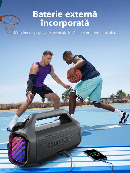Преносима Bluetooth колонка Anker SoundCore Boom 2 Plus Нова версия, 140W, TWS, RGB, Водоустойчива, Черна A3134012