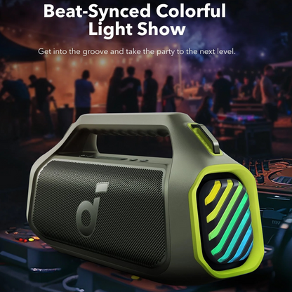 Anker SoundCore Boom 2 Plus Portable Bluetooth Speaker, 140W, TWS, RGB, Waterproof, Green, Resealed A3134061