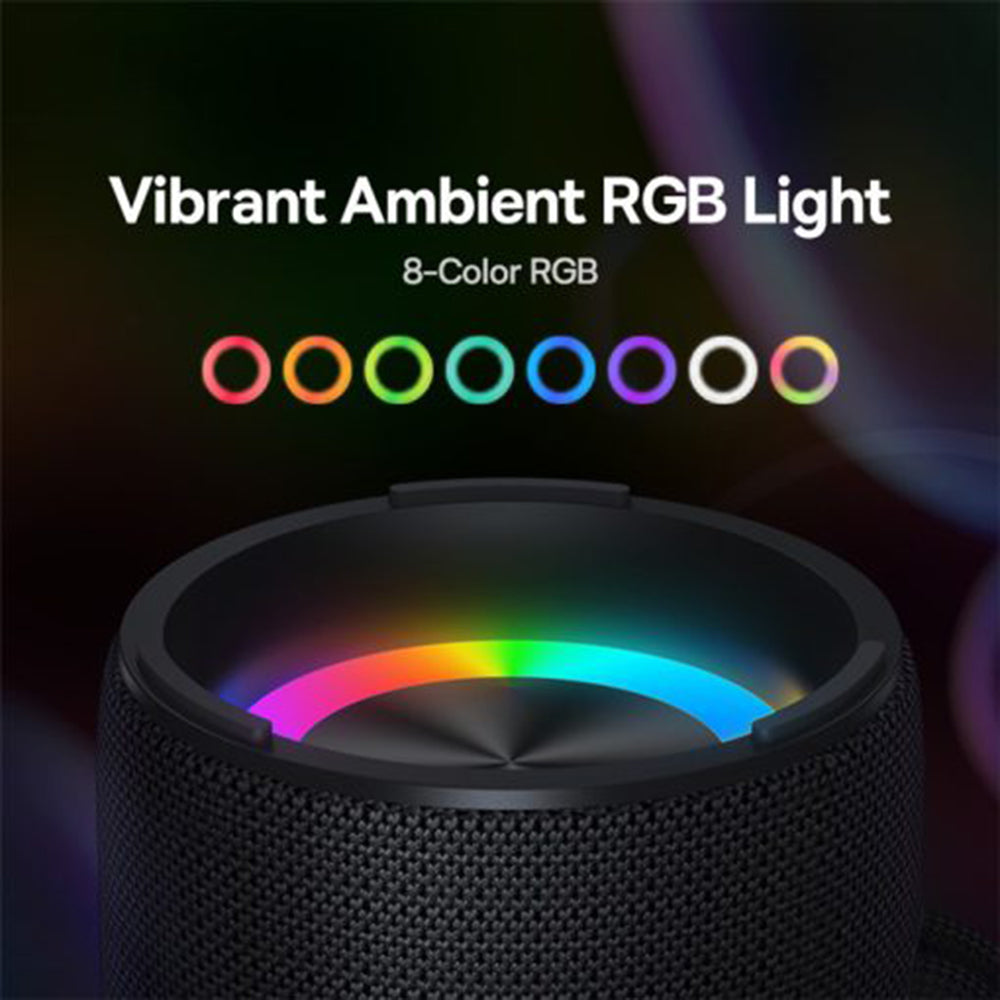 Преносим Bluetooth високоговорител Baseus AeQur V020, 2 x 7,5W, TWS, RGB, водоустойчив, черен A20067900117-00 