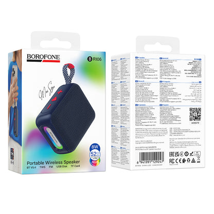 Преносима Bluetooth тонколона Borofone BR106 Felicitous, 8 W, TWS, RGB, тъмносиня