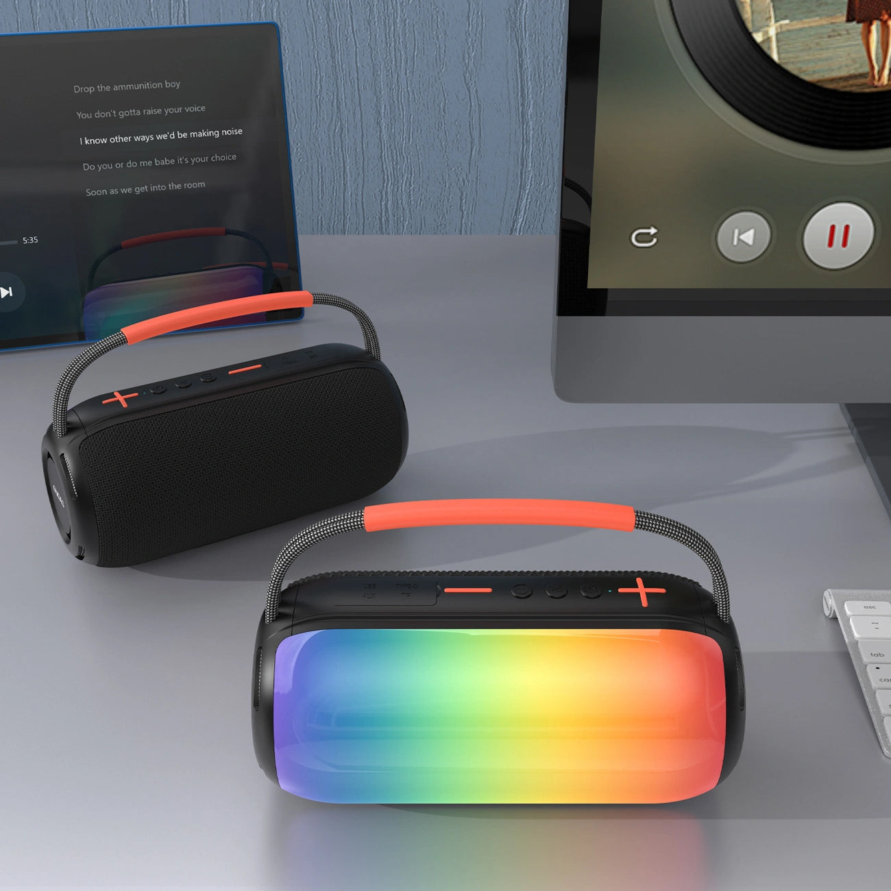 Портативна Bluetooth колонка Dudao Y21, 2 x 5W, TWS, RGB, Черна