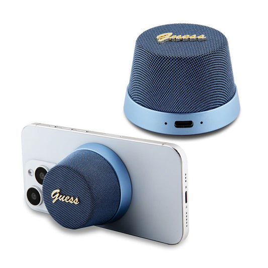 Портативна Bluetooth колонка Guess Stand Magnetic Script Metal, 3W, Синя